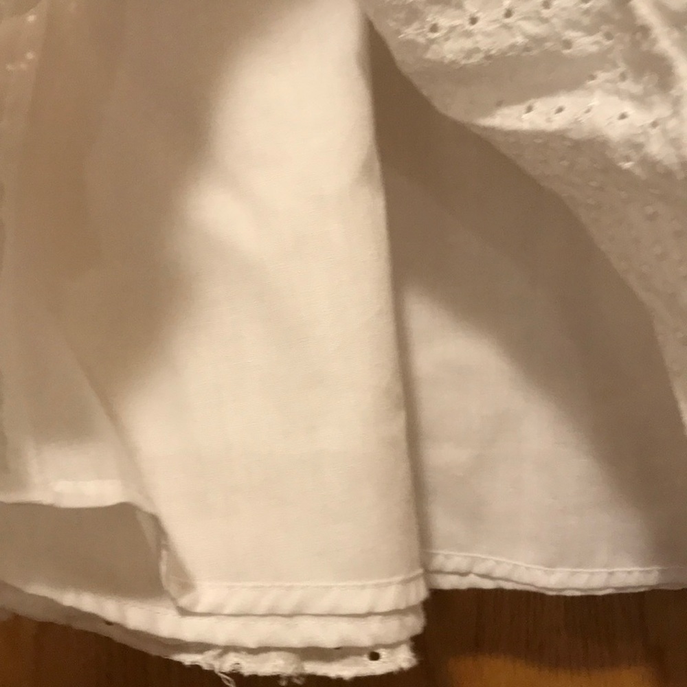 Size 2 Y2K Romantic white cotton eyelet lace ruffle asymmetrical skirt lined EUC - Picture 5 of 11